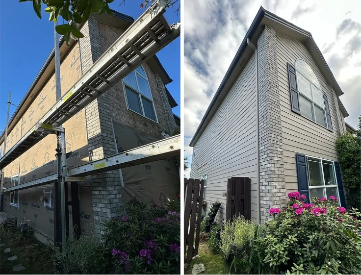 Siding installation before and after